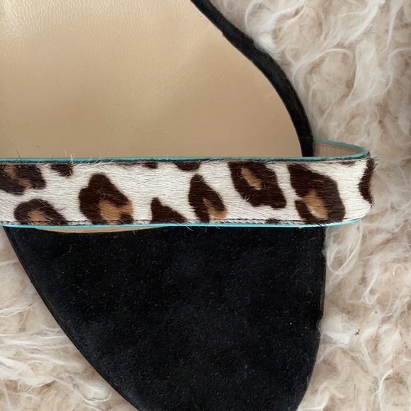 PETRA FIRENZE Black Suede Leopard Strappy Heels - Picture 3 of 6